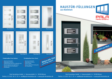 Abbildung der ersten Seite des PALA_Fensterbau_PREZO-Flyer